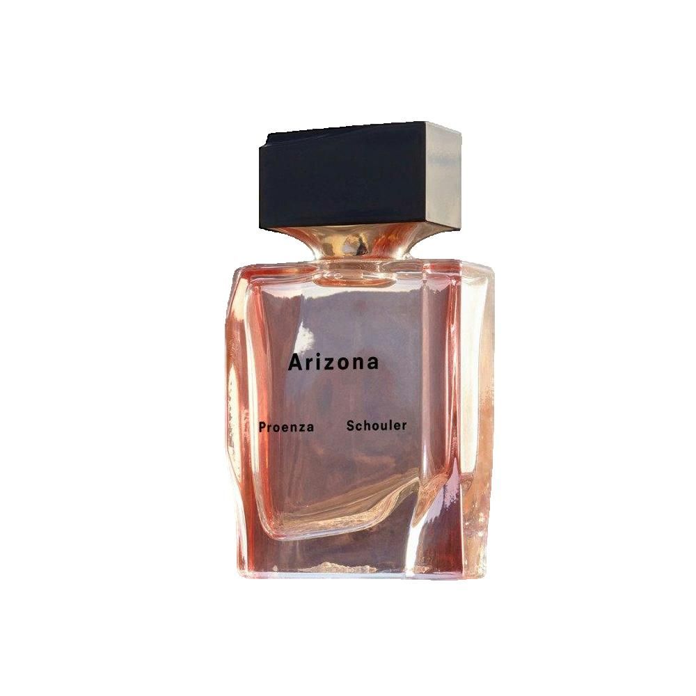 Parfümflakon mit schwarzem Deckel. Aufschrift: Arizona, Proenza Schouler.