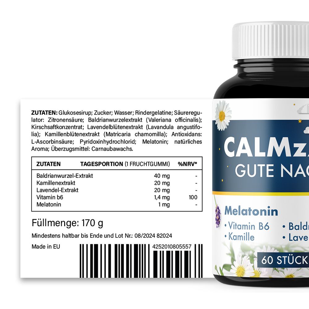 CalmZzz Gute Nacht Melatonin Gummibärchen