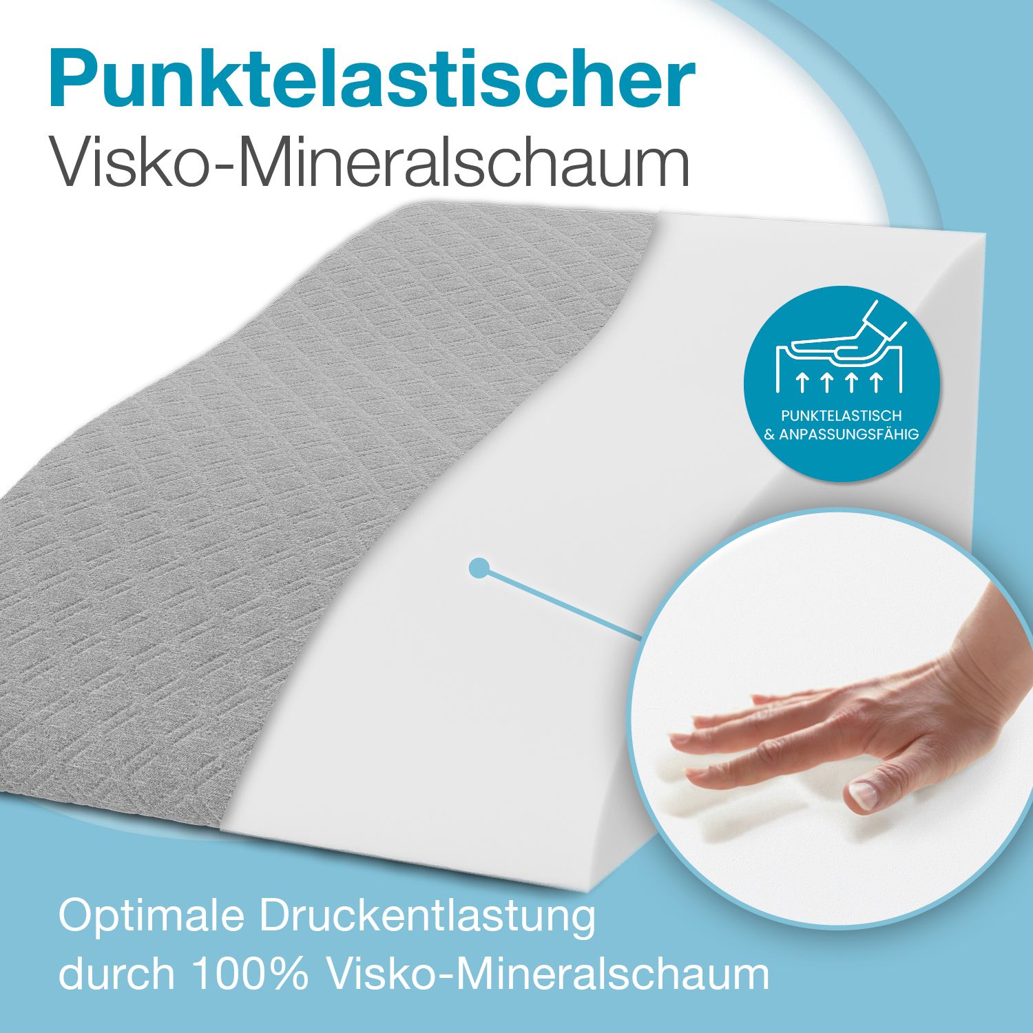 Bestschlaf Bein-Lagerungskissen »Visko«, medium, 65x40x20cm, grau