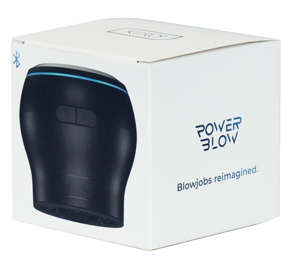 Verpackung des Kiiroo Powerblow Sauggeräts mit Produktabbildung und Markenschriftzug.