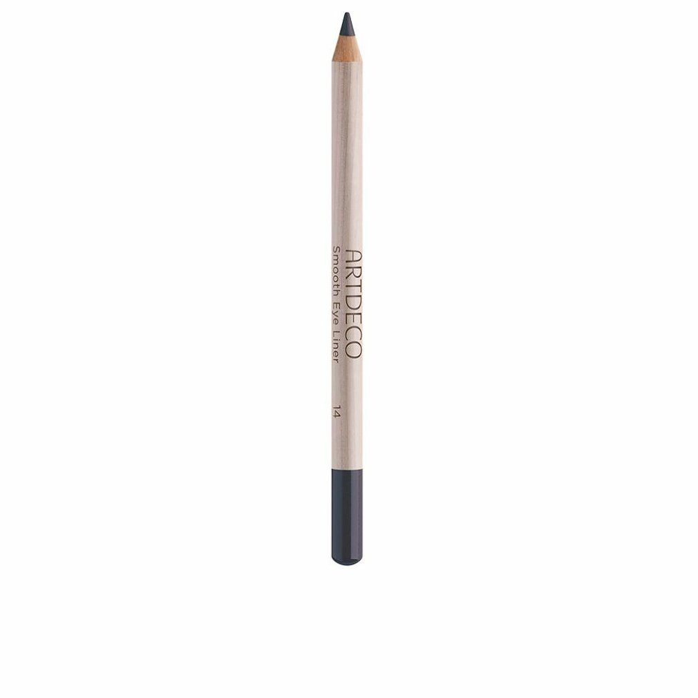 Artdeco Smooth Eye Liner, Bleistiftform. Helle Holzoptik, schwarze Spitze und Endkappe. Aufschrift: Smooth Eye Liner, 14.