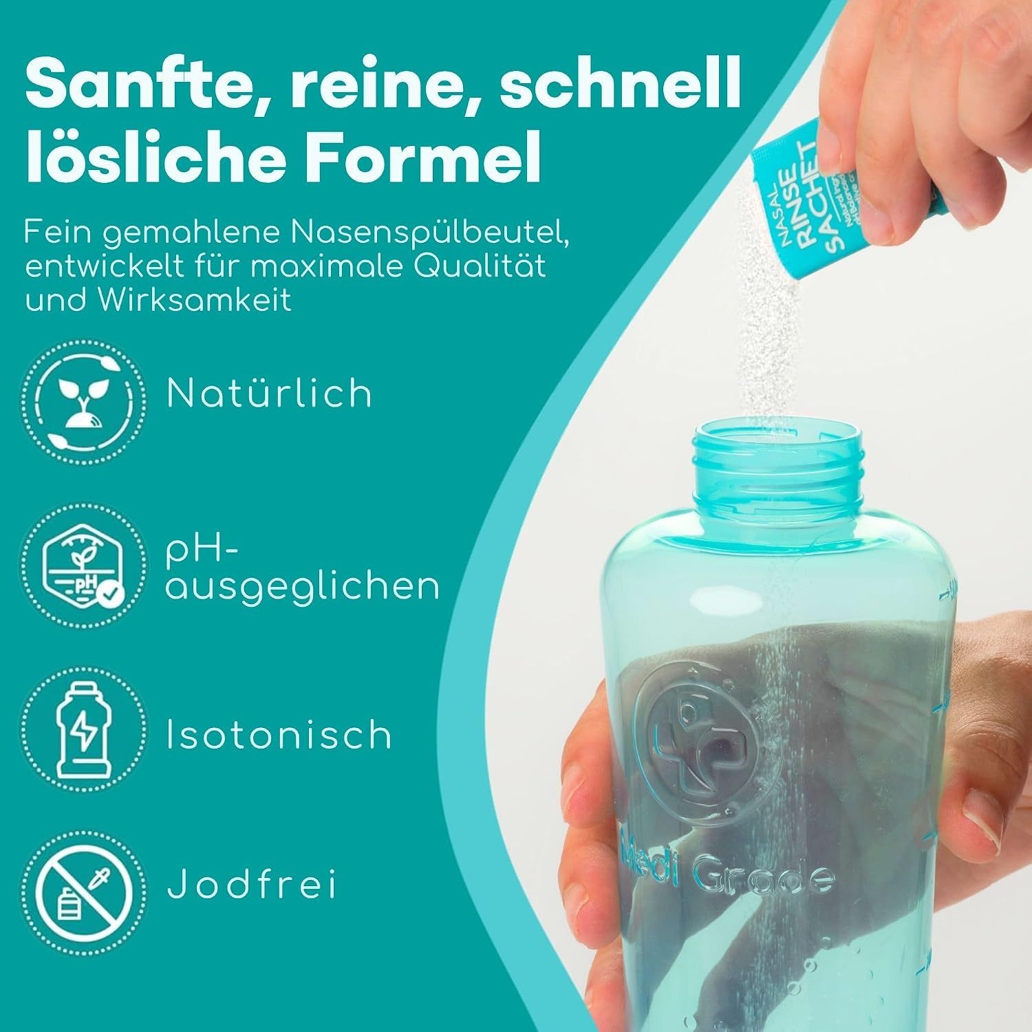 Medi Grade Nasenspül-Salzbeutel, 50 Stück Packung.
