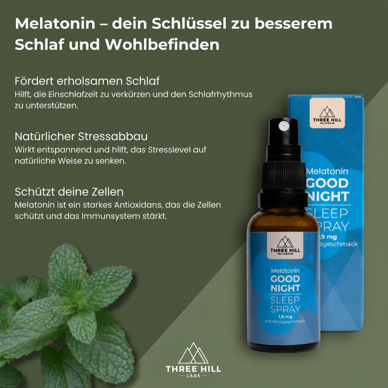 Three Hill Labs Melatonin Good Night Sleep Spray, 30ml.