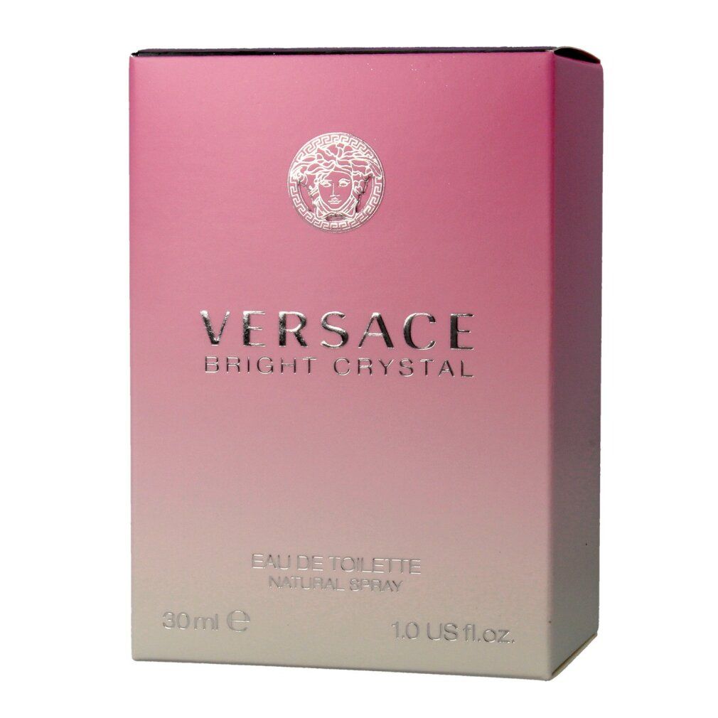 Versace Bright Crystal Eau de Toilette. Rosa Verpackung mit Logo und Schriftzug. 30 ml.