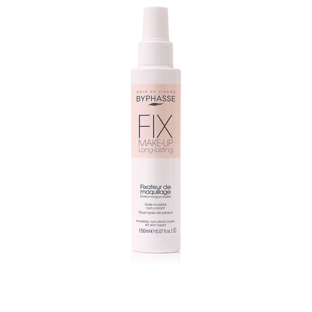 Weißes Sprayfläschchen mit Byphasse Fix Make-up Aufdruck. Für alle Hauttypen. 150ml.