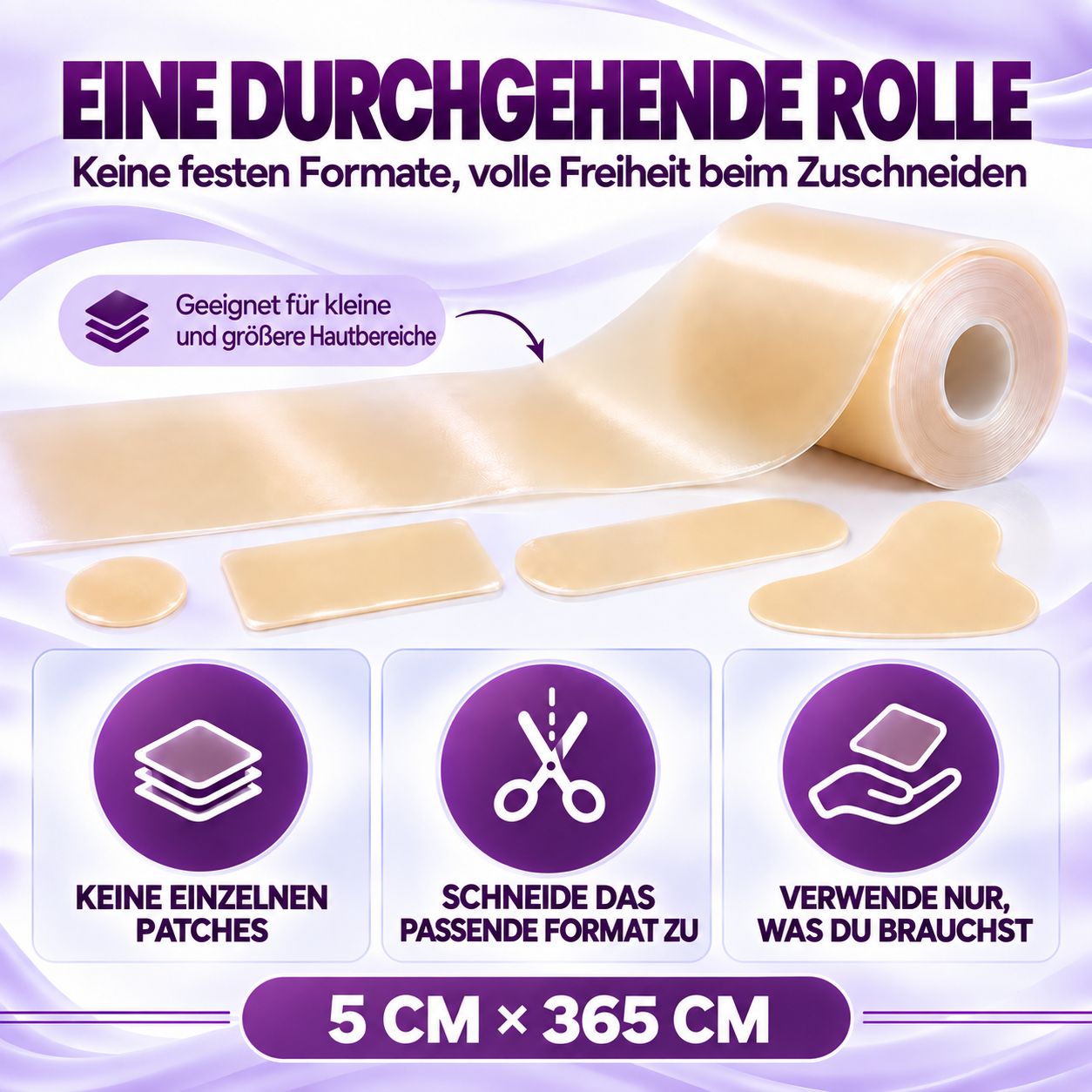 Hydrokolloid Rolle: Keine Patches, selbst zuschneiden, nur verwenden, was nötig ist.