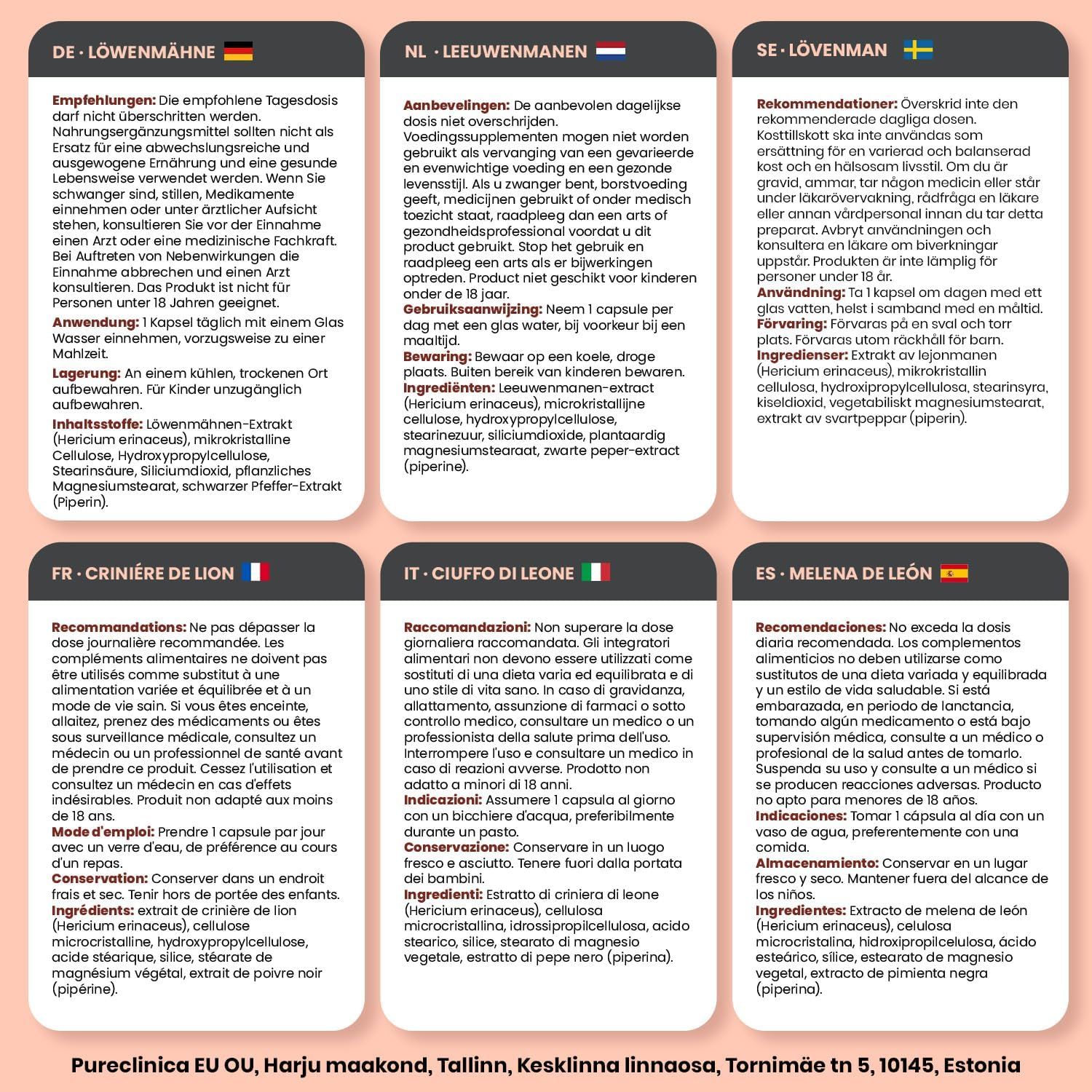 pureclinica Löwenmähne Kapseln