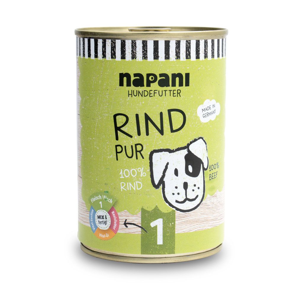 Napani Rind Pur Hundefutter in Dose, 100% Rind, Made in Germany.