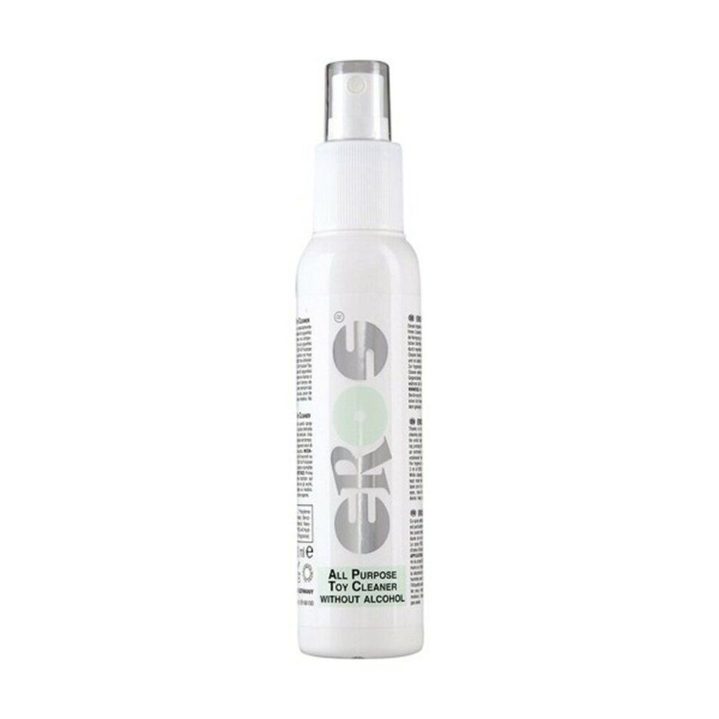 Weiße Sprühflasche mit EROS-Logo und Text: ALL PURPOSE TOY CLEANER WITHOUT ALCOHOL.