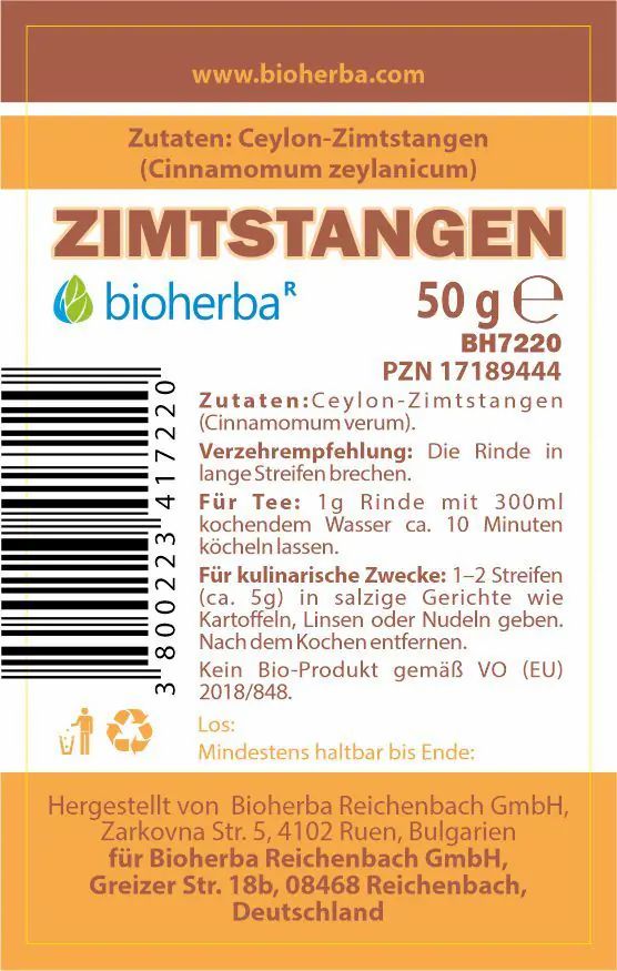 Bioherba Zimtstangen Super Foods