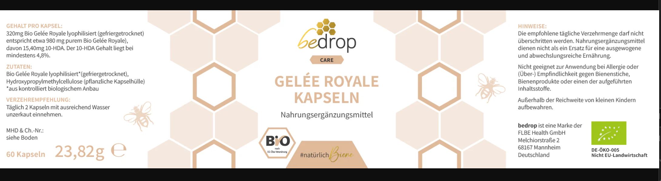 bedrop Vorteilsset: Bio Gelée Royale Kapseln im 3er Set