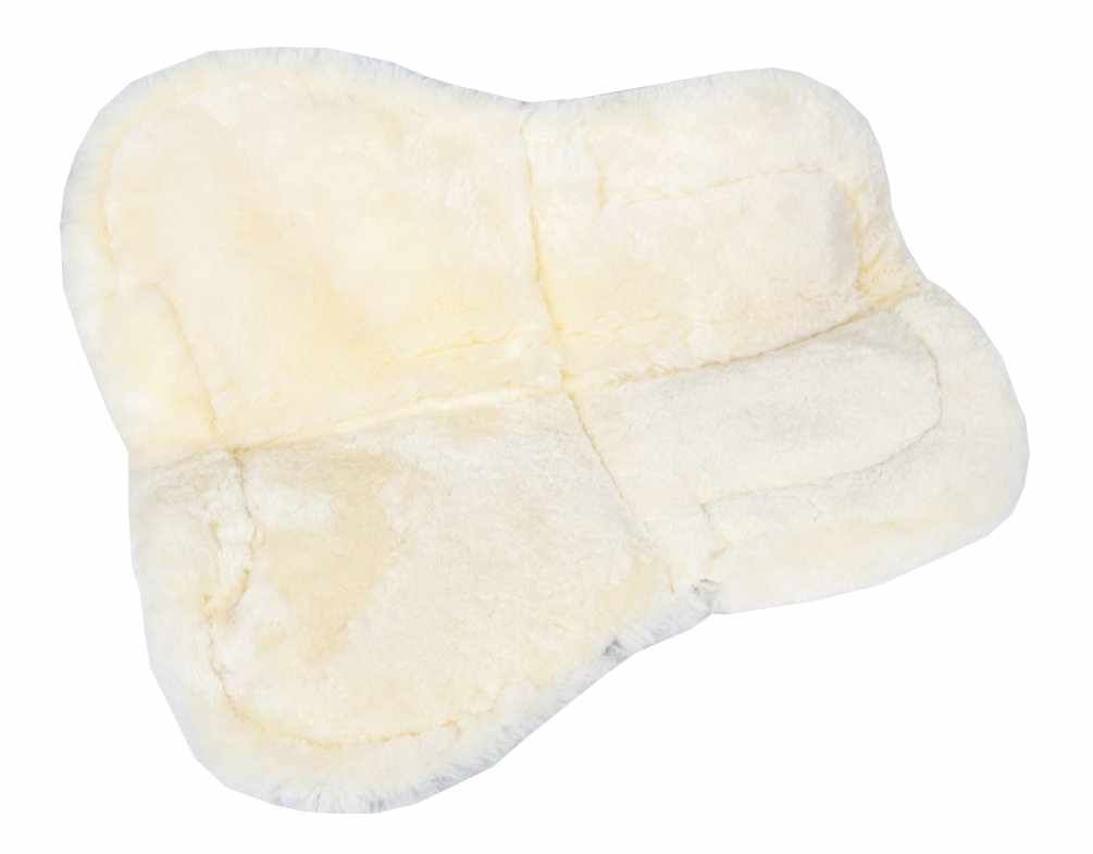 Beige Korrekturpad. Rechteckige Form mit abgerundeten Ecken. Oberseite aus Fellimitat, Unterseite glatt.