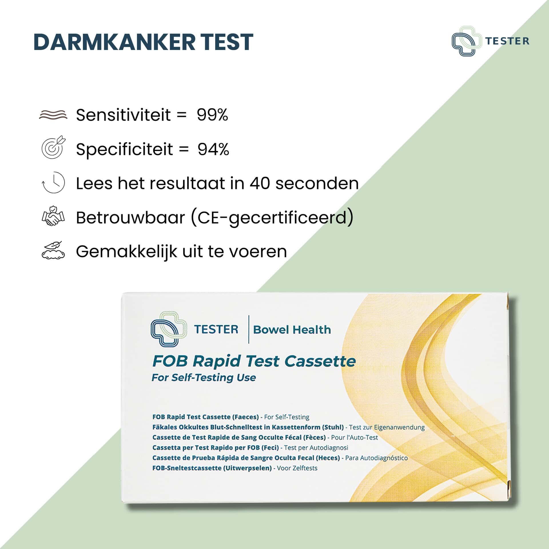 Darmkrebs Test - Stuhltest für Zuhause - Darm - auf Okkultes Blut im Stuhl - The Tester