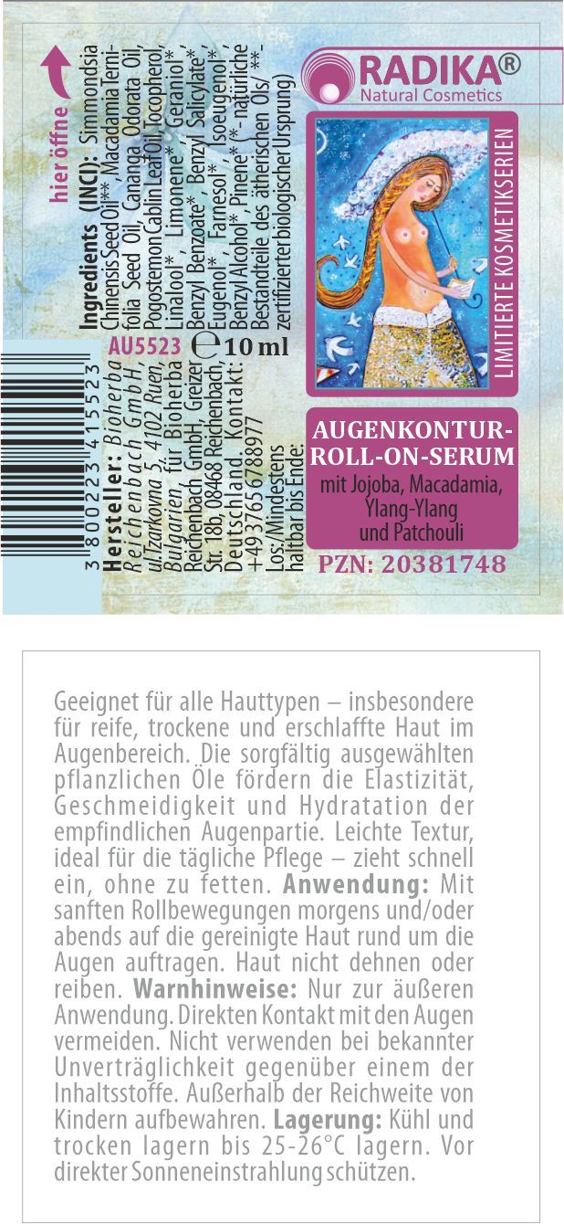 Etikett mit Produktinformationen. Enthält Text, Inhaltsstoffe, Herstellerangaben und ein Logo. PZN 20381748.