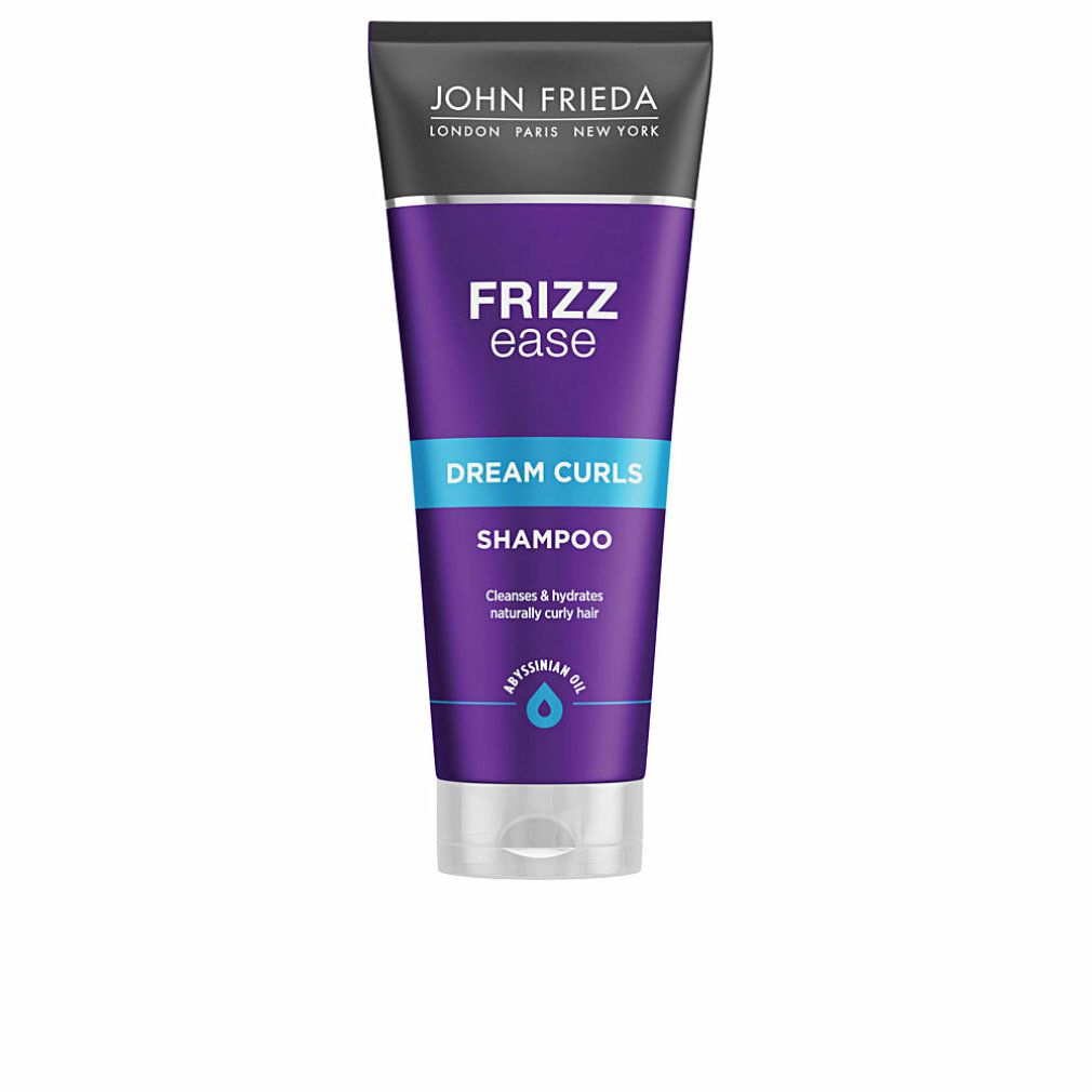 Lila Tube mit John Frieda Frizz Ease Dream Curls Shampoo. Schwarzer Deckel, silberner Streifen, weißer Verschluss.