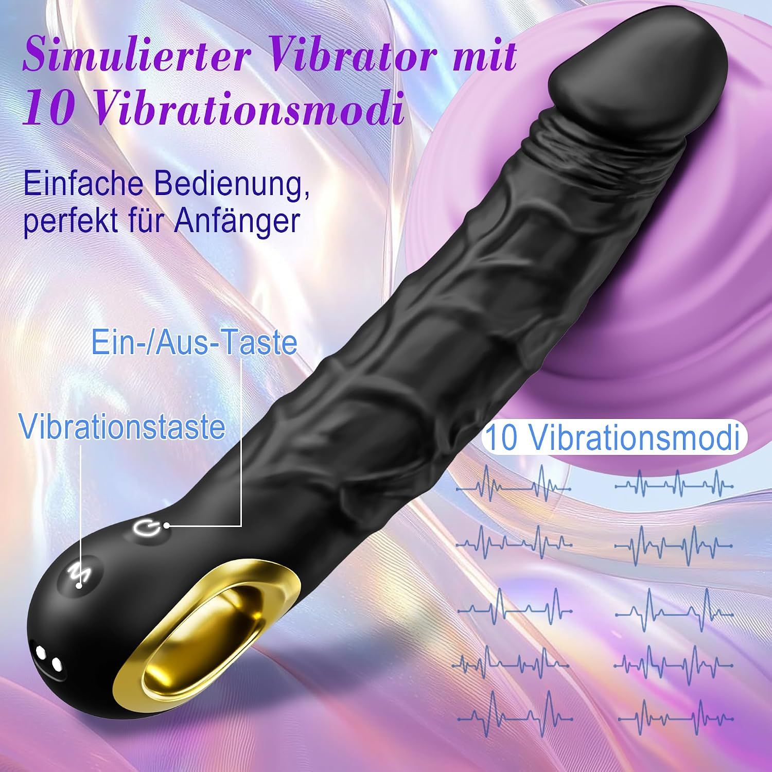 Laphwing Silikon-Vibrator mit Rückholring, 22 cm