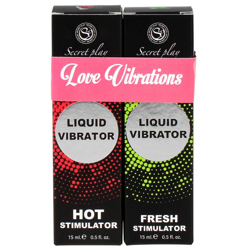 Zwei Packungen "Love Vibrations" Liquid Vibrator: "Hot Stimulator" und "Fresh Stimulator".