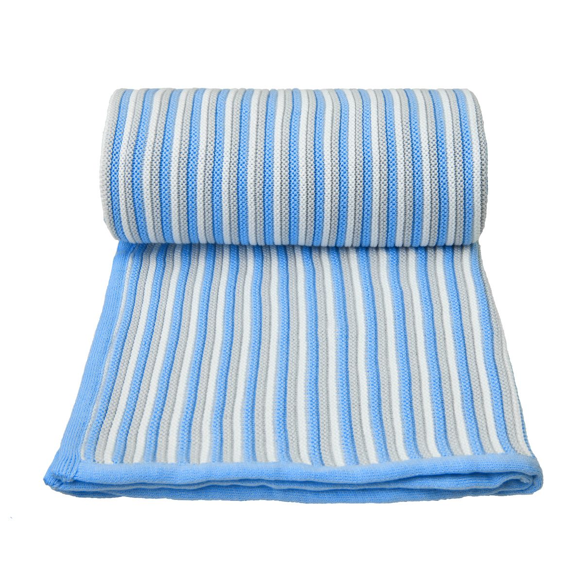 T-TOMI Gestrickte Decke White + Blue