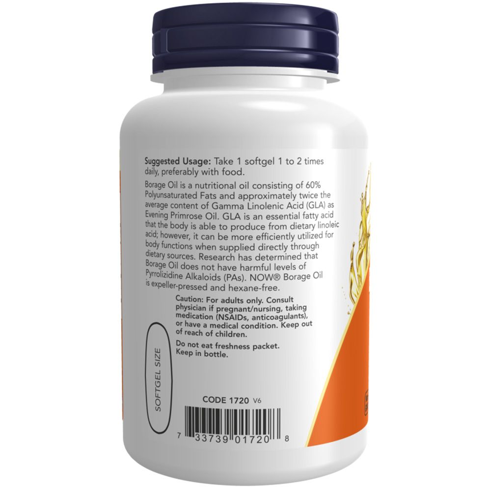 Rückseite der weißen Flasche. Etikett mit Anwendungshinweisen und Warnhinweisen. Enthält Softgels.