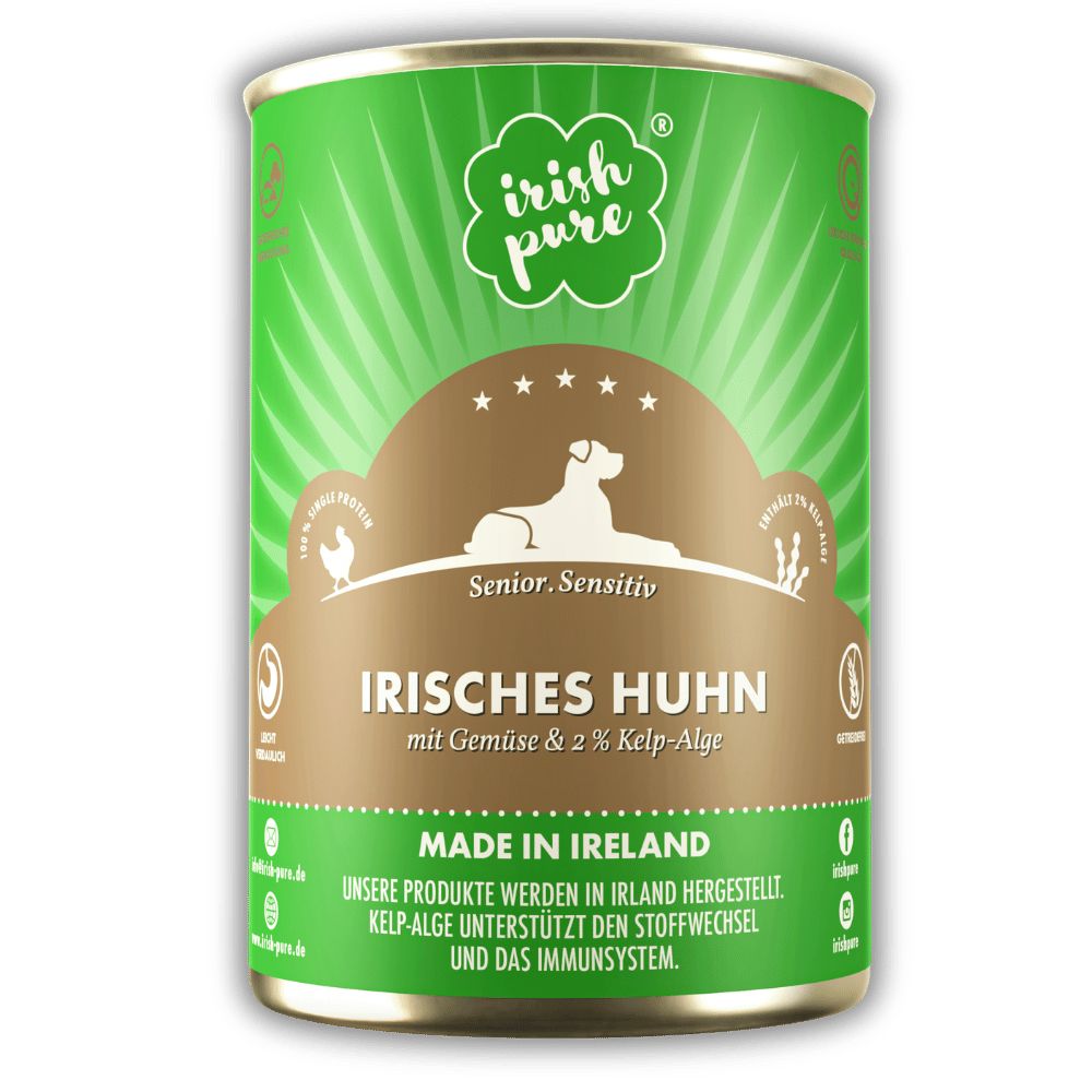 Dose Hundefutter 'Irish Pure' mit Huhn, Gemüse und Kelp-Alge.