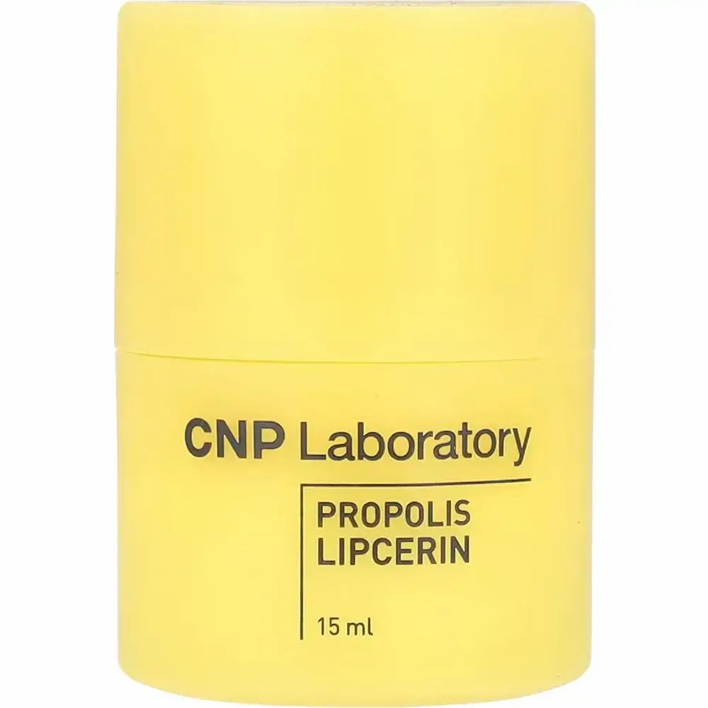 Gelbe CNP Laboratory Propolis Lippenmaske. Produktname und 15 ml Volumen sind sichtbar.
