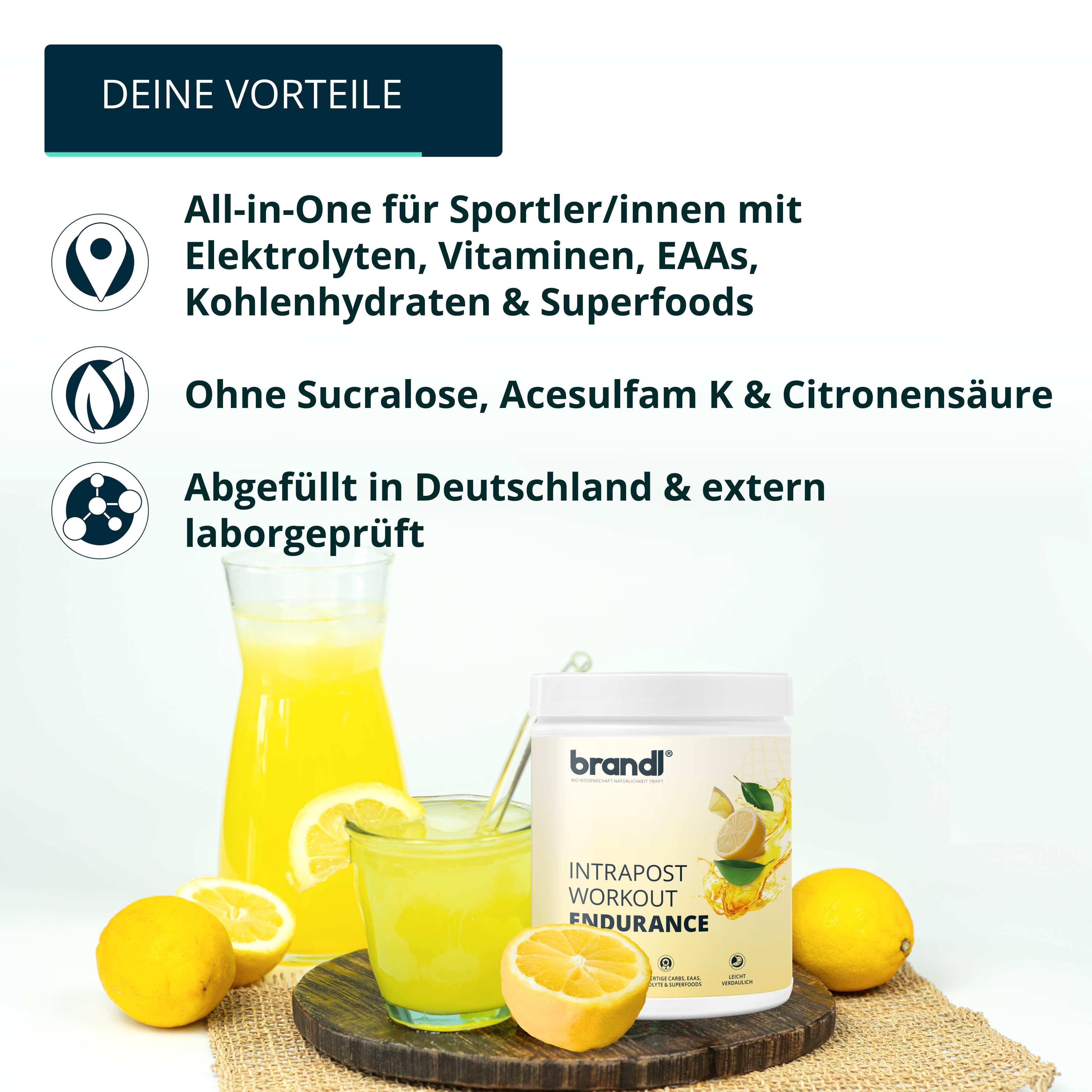 brandl® Ausdauer-Drink Elektrolyte (Mineralien) | Isotonisches Getränk | EAAs-Pulver & Superfoods