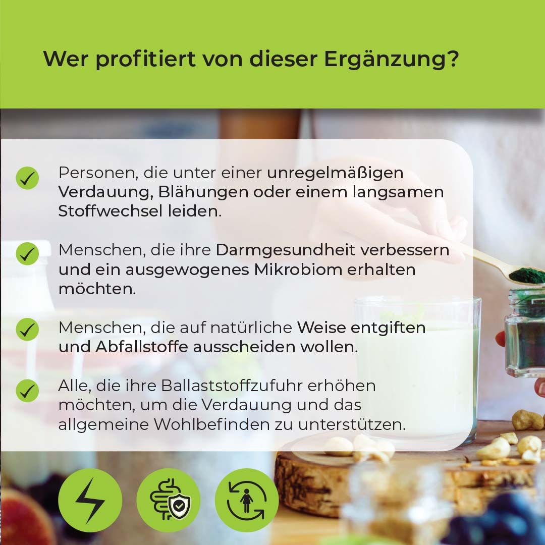 Personen, die von Biostile Protex Fiber profitieren, mit Icons für Gesundheit.
