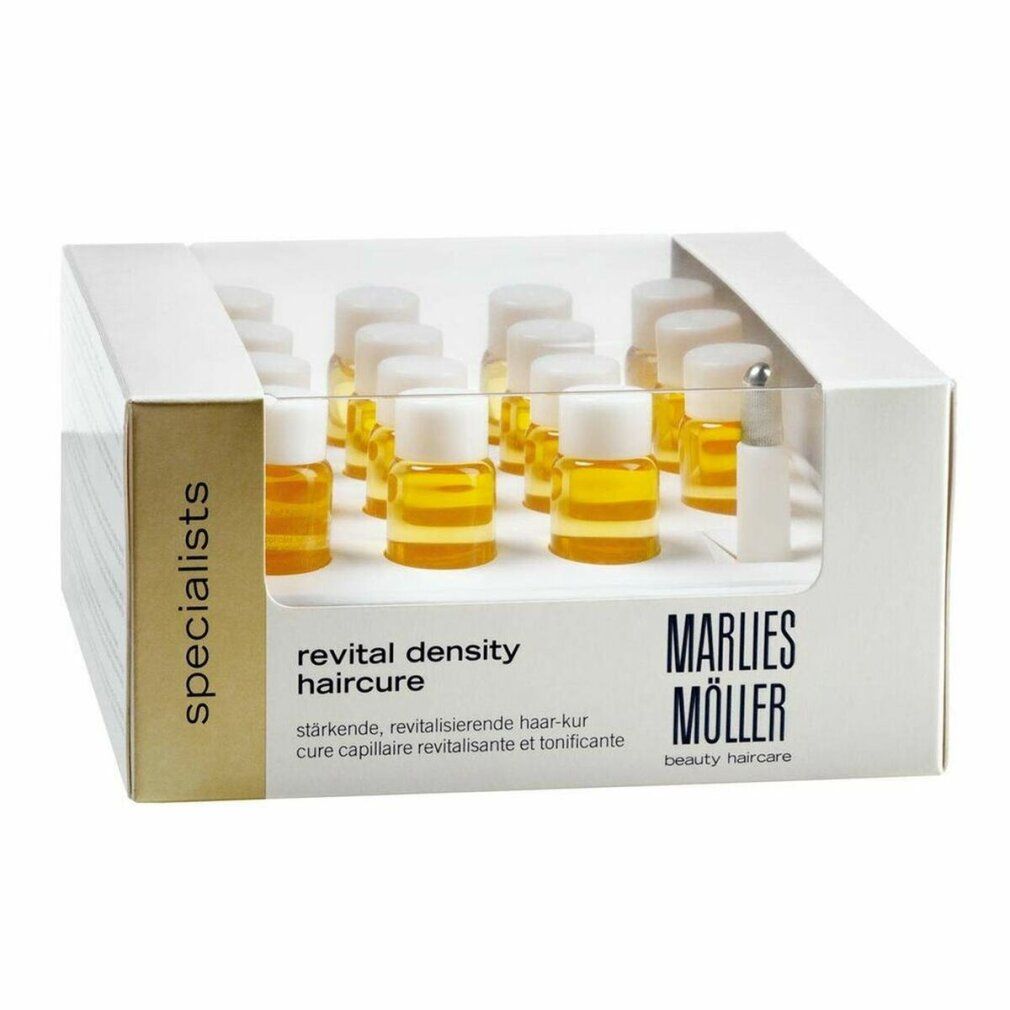 Verpackung mit mehreren kleinen Flaschen. Aufschrift: Marlies Möller Revital Density Haircure.