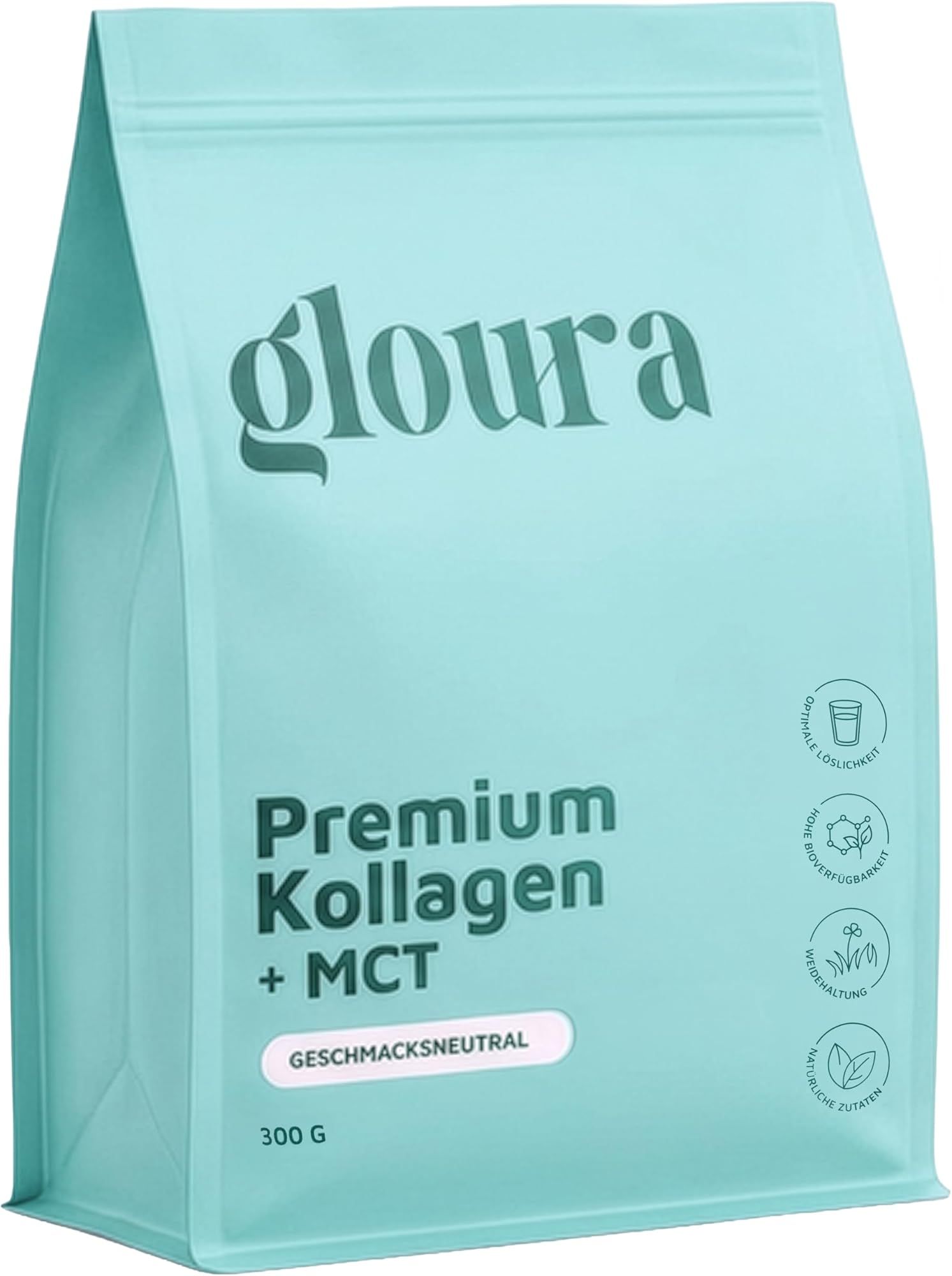 Gloura® Kollagen Hydrolysat Pulver (Typ 1 & 3) mit MCT Premium für Haut Haare Nägel