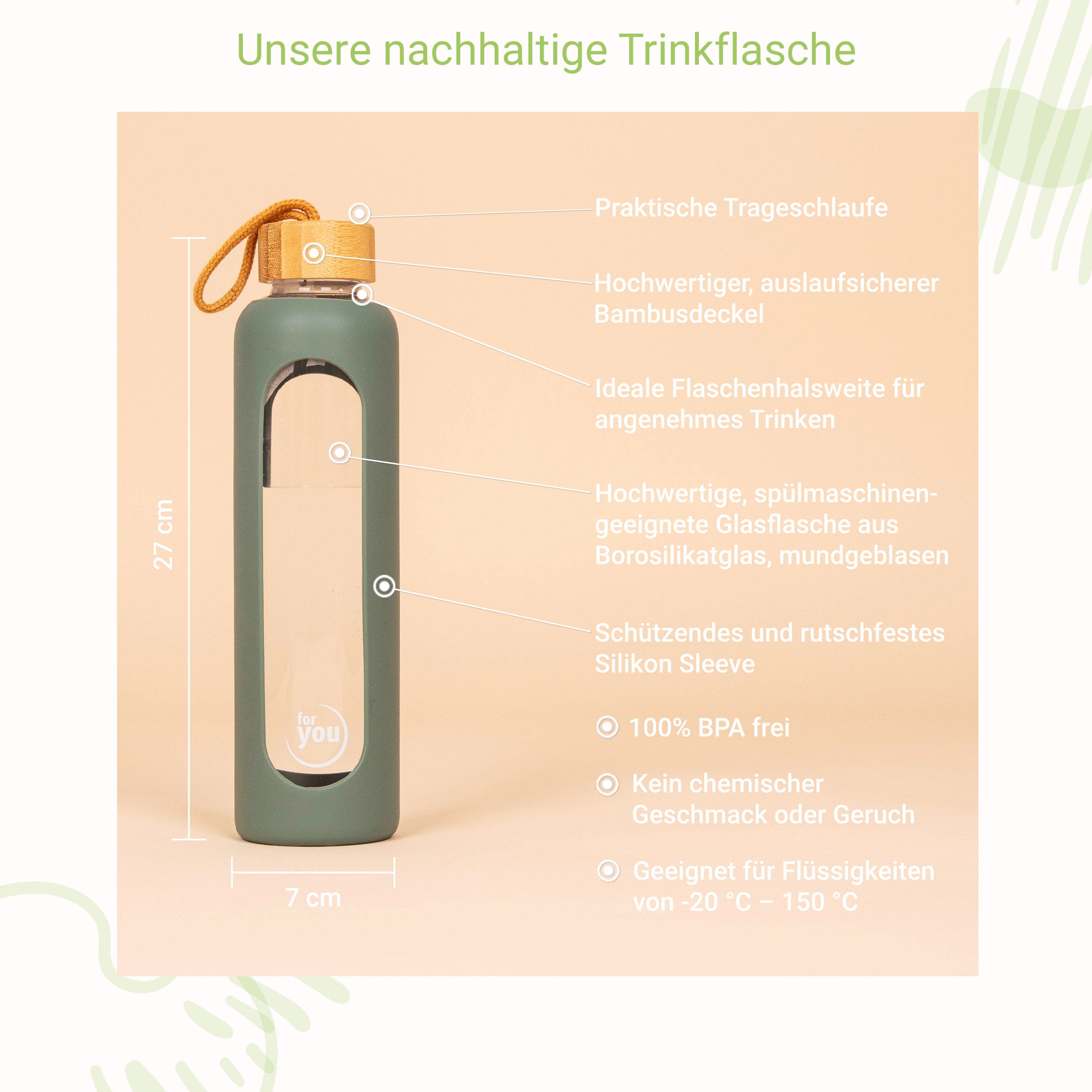 for you Nachhaltige Trinkflasche Dreierpack
