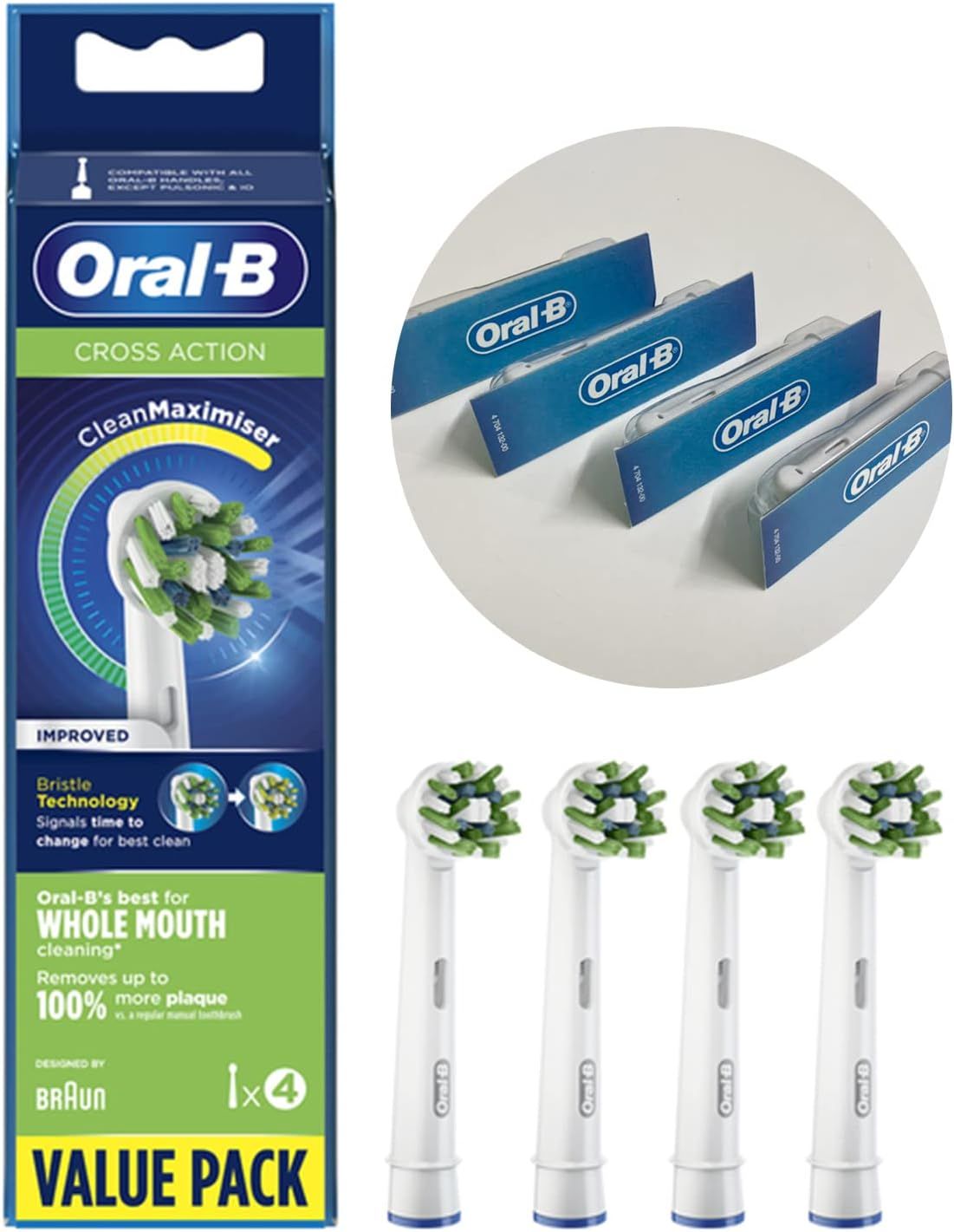 Oral-B Cross Action CleanMaximiser Ersatzbürsten 4 Stk.