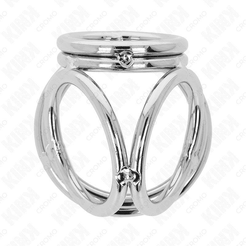 Metall-Penisring mit drei Ringen, verbunden durch vertikale Streben.