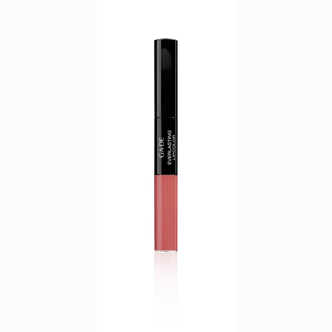 Ga-De Everlasting Lipcolor. Zweiteiliger Lippenstift, schwarz-rosa. Mit Schriftzug "Ga-De Everlasting Lipcolor".