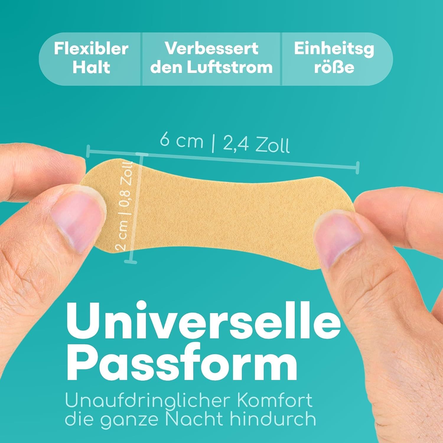 Medi Grade Nasenstrip, 6 cm x 2 cm, flexibel, verbessert den Luftstrom.