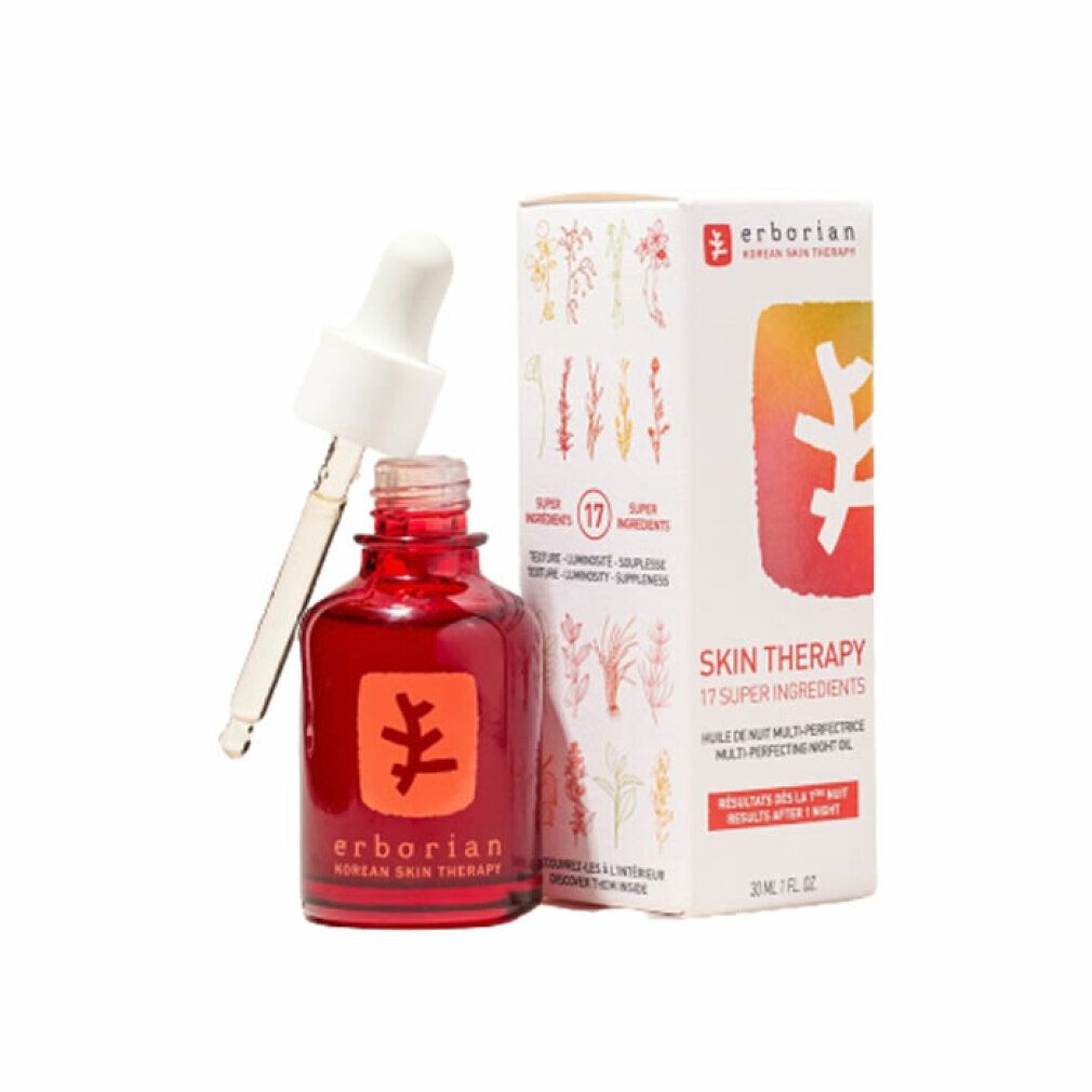 Erborian Skin Therapy Öl-Serum in bernsteinfarbener Glasflasche mit Pipettenverschluss.