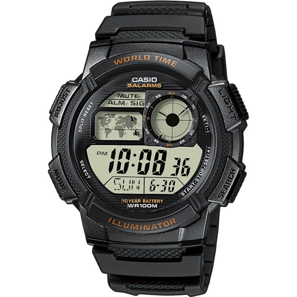 casio Mod. world time illuminator - 5 Alarms, 10 Year battery