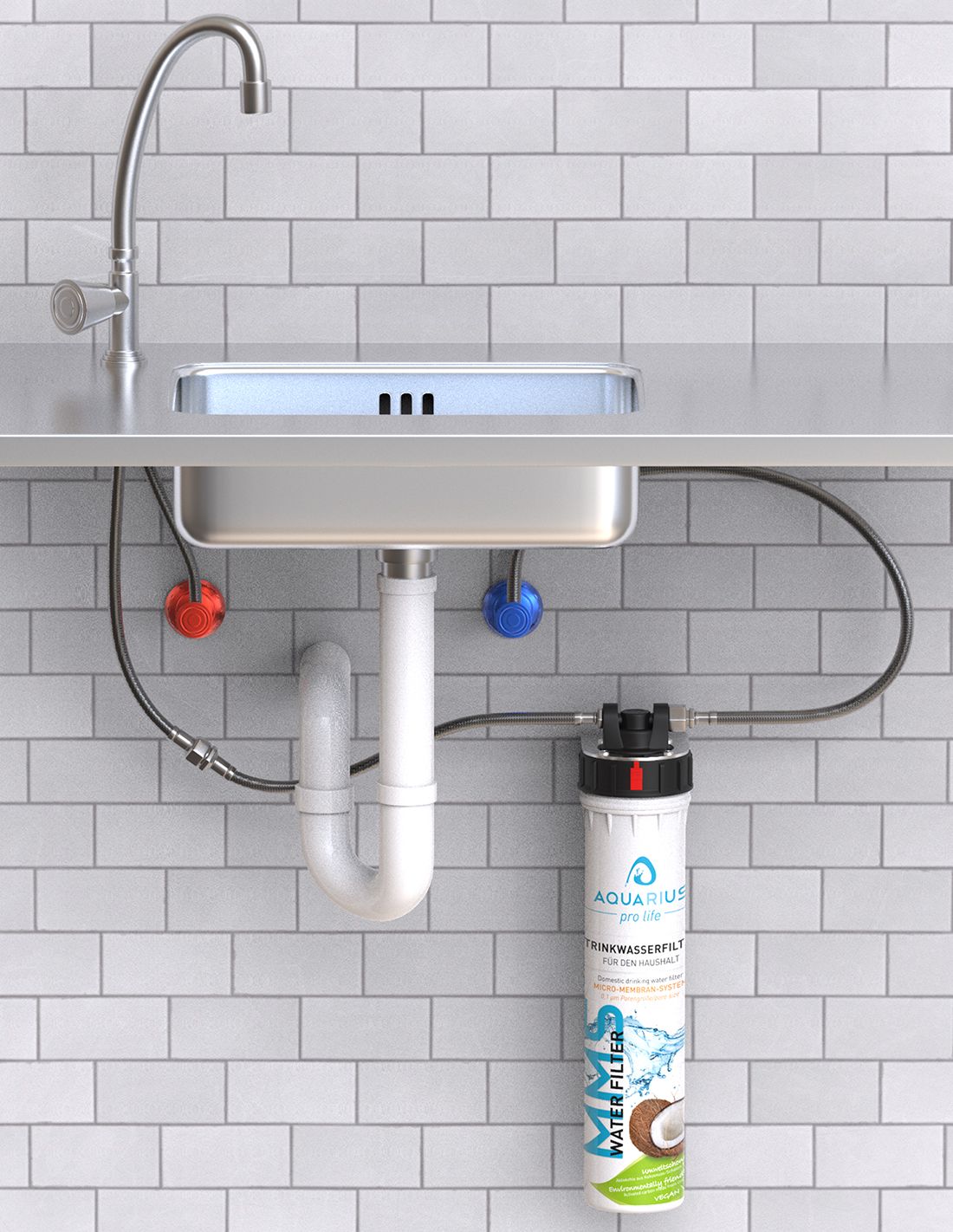 AQUARIUS pro life - MMS-Water-Filter Komplettset | Trinkwasser-Filter | 11.200 Liter/Jahr