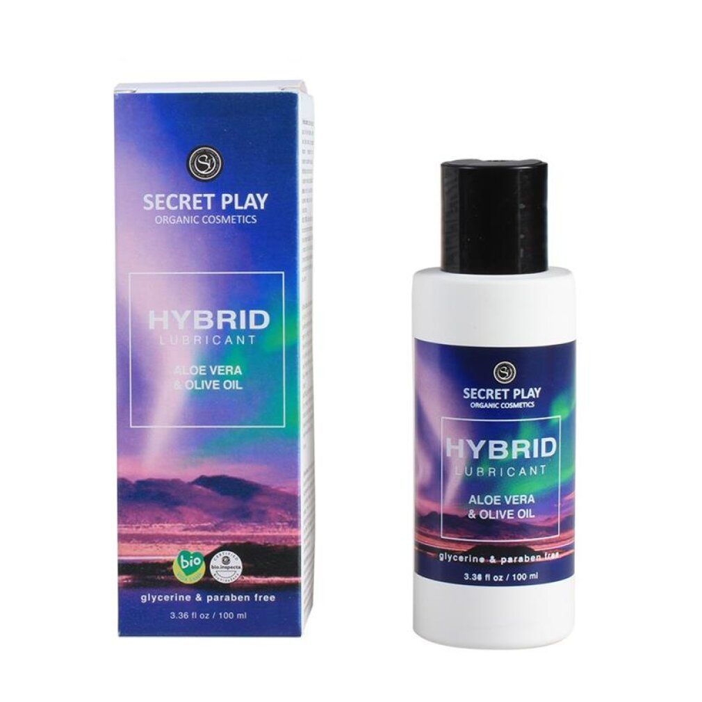 Secret Play Gleitgel "Organic hybrid" Flasche und Tube. Mit Aloe Vera & Olivenöl. Glycerin- und parabenfrei.