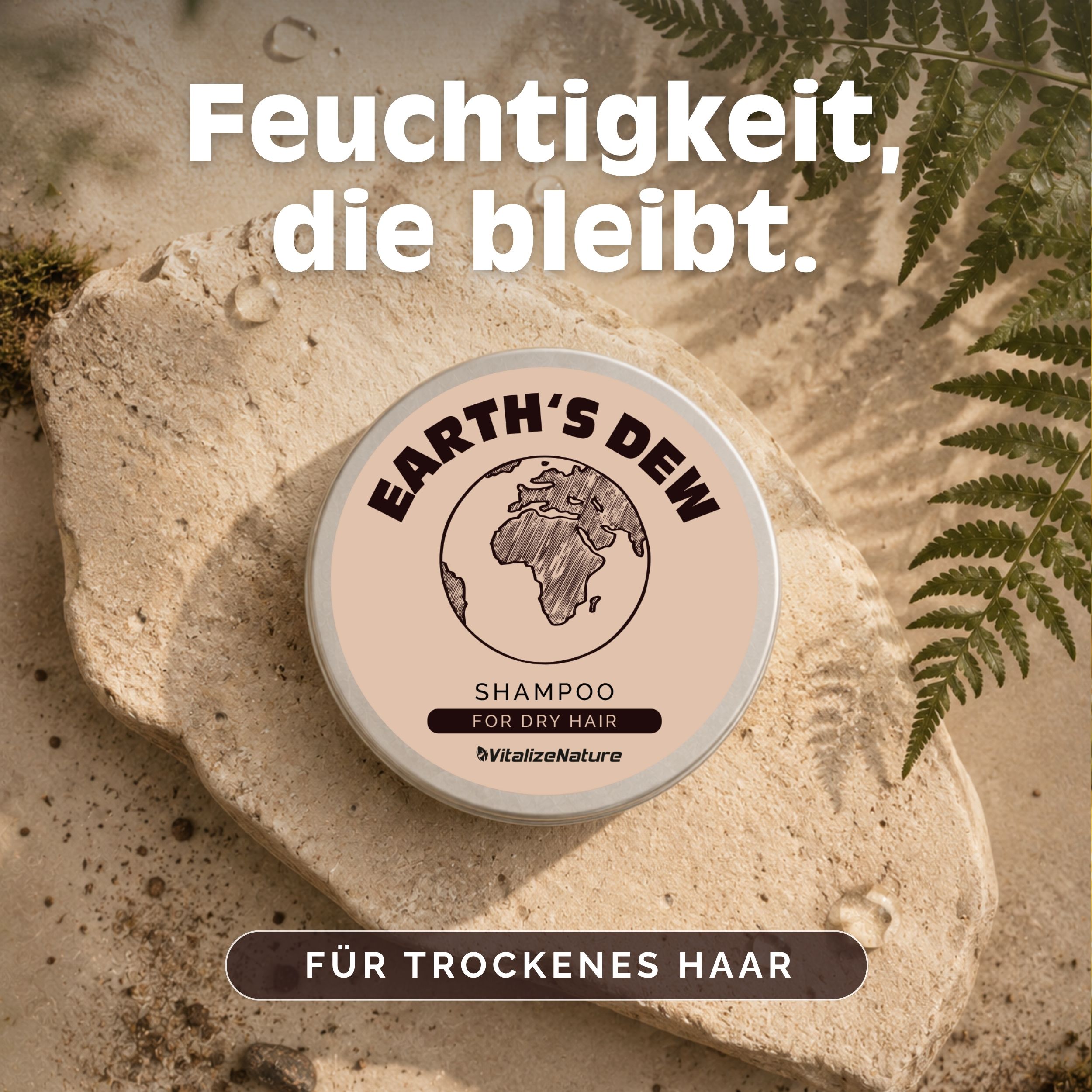 VitalizeNature Earth's Dew Shampoo Bar – Für trockenes Haar mit Rizinusöl