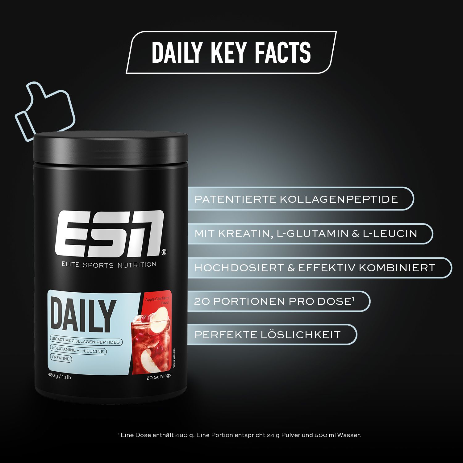 ESN Daily Kollagen, Glutamin, Kreatin Pulver