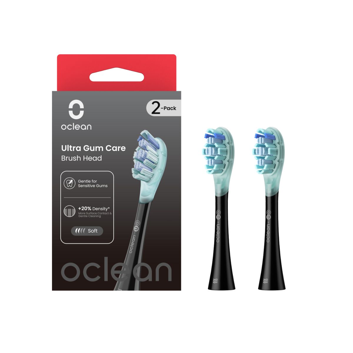 Oclean Bürstenkopf Ultra Zahnfleischpflege - Schwarz, 2er Pack