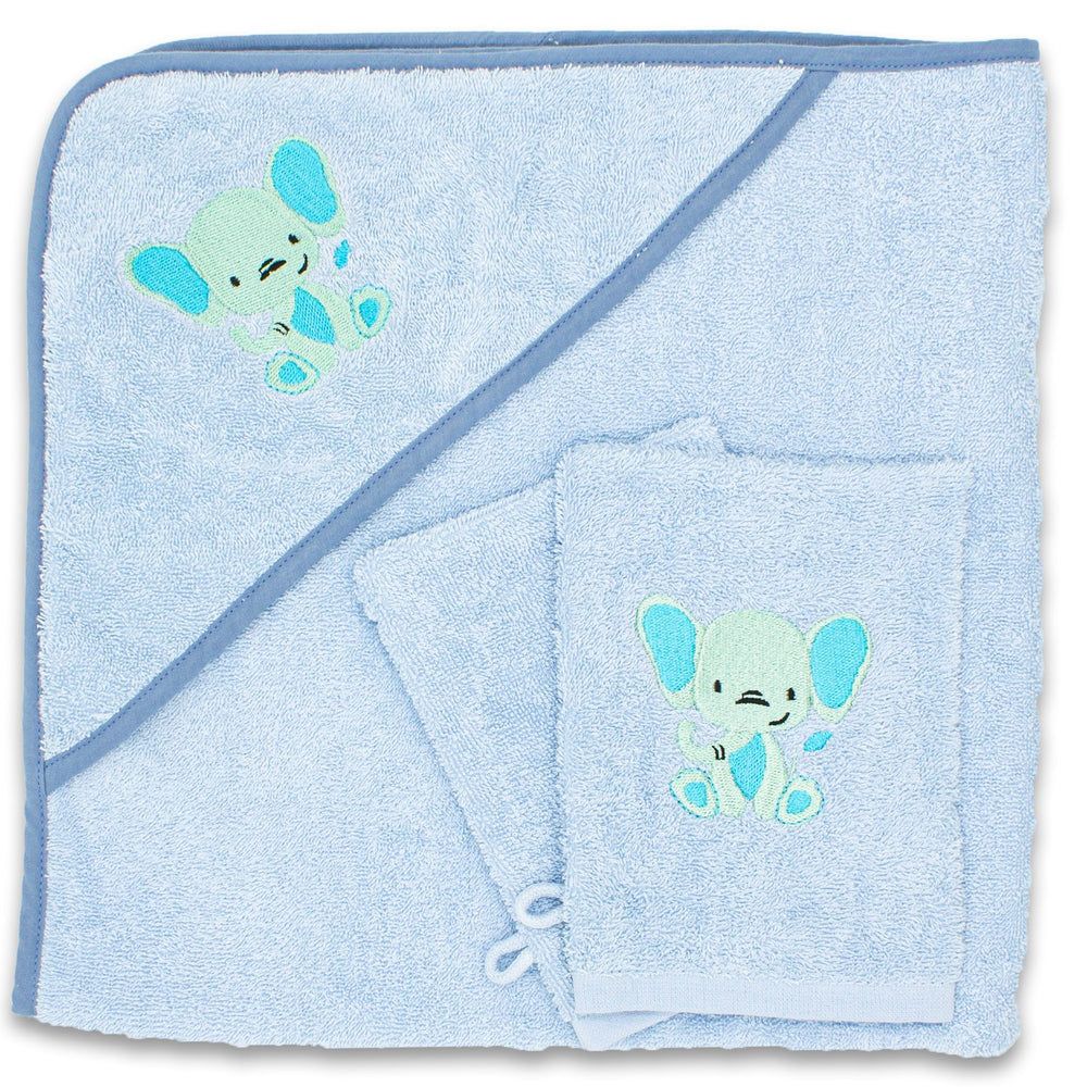 Babykajo Kapuzenhandtuch 80x80cm + 2 Waschlappen - Weiches Babyhandtuch OEKO Text zertifiziert