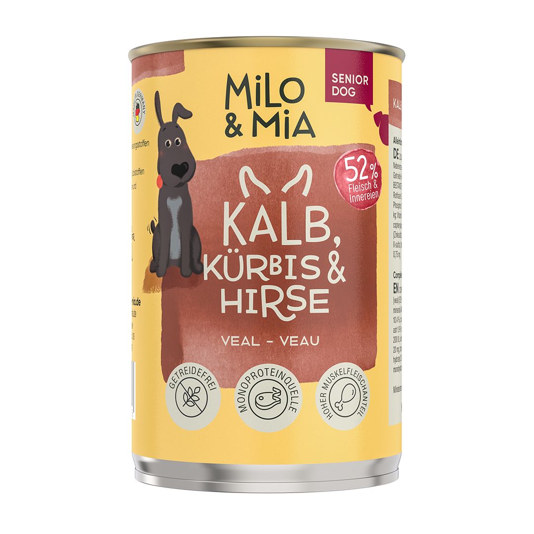 Milo & Mia - Premium Nassfutter für Hunde - Kalb, Kürbis & Hirse