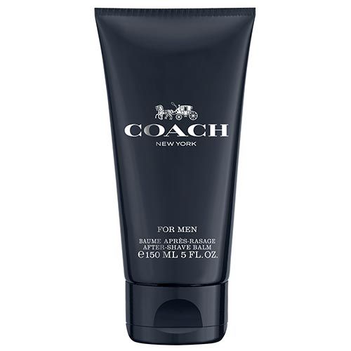 Dunkelblaue Tube mit Logo und Schriftzug. "FOR MEN" und "BAUME APRÈS-RASAGE" darunter. 150 ml.