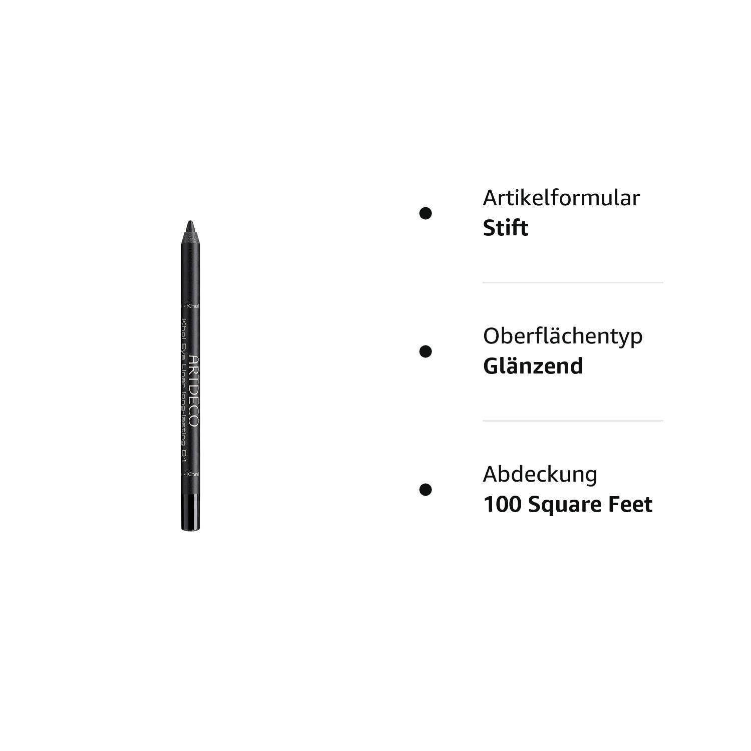 Schwarzer Khol Eye Liner. Aufschrift: Khol Eye Liner long lasting 01. Schwarzer Stift.