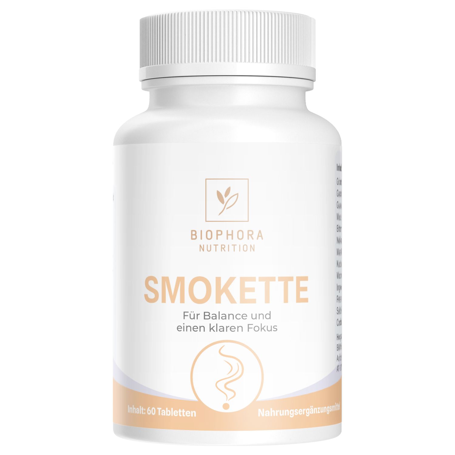 Weiße Flasche Smokette mit dem Logo Biophora Nutrition und dem Produktnamen.