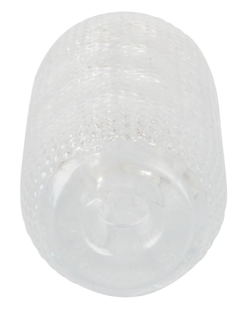 Ovales Produkt mit Noppenstruktur. Transparentes Material.