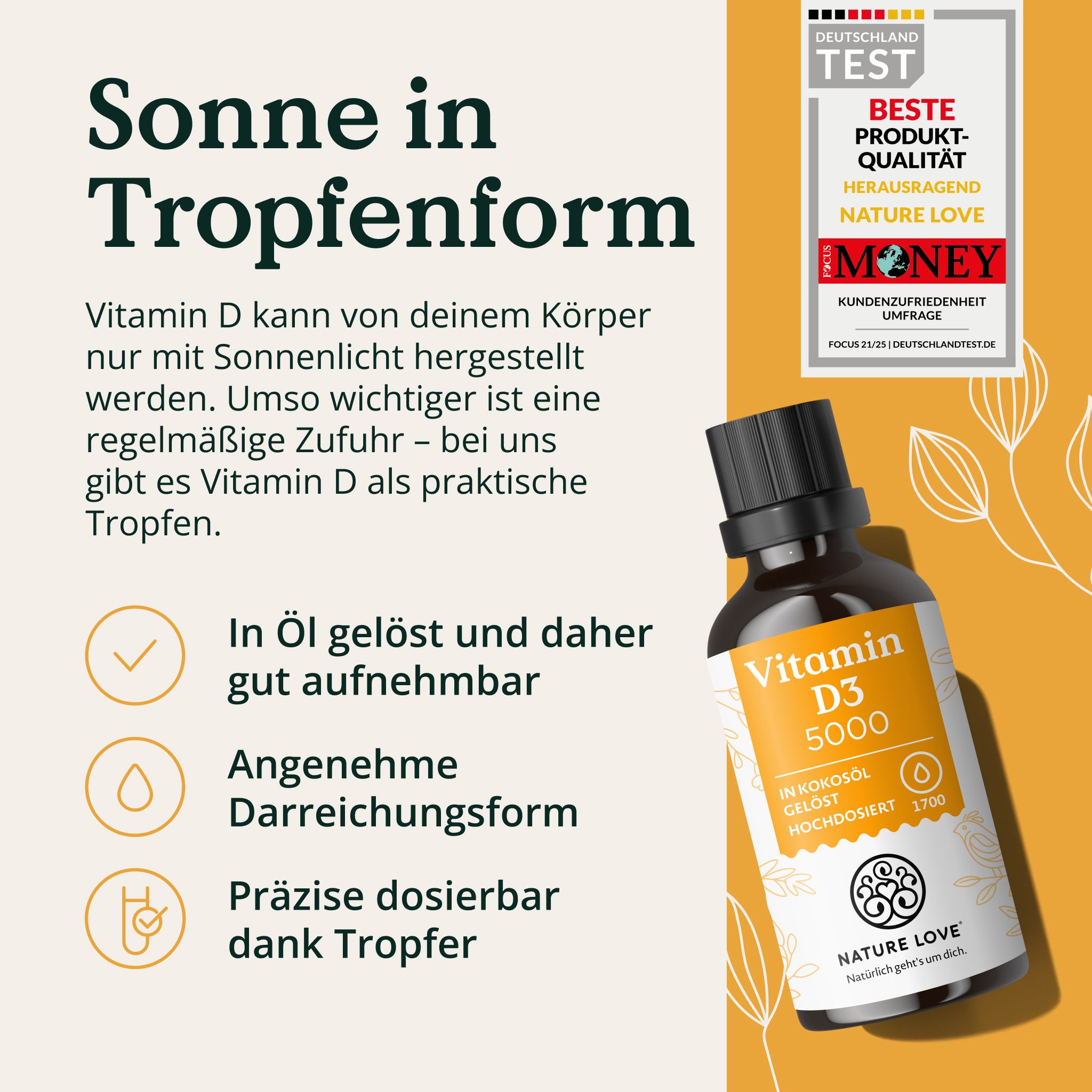 NATURE LOVE® Vitamin D3 5000 I.E.