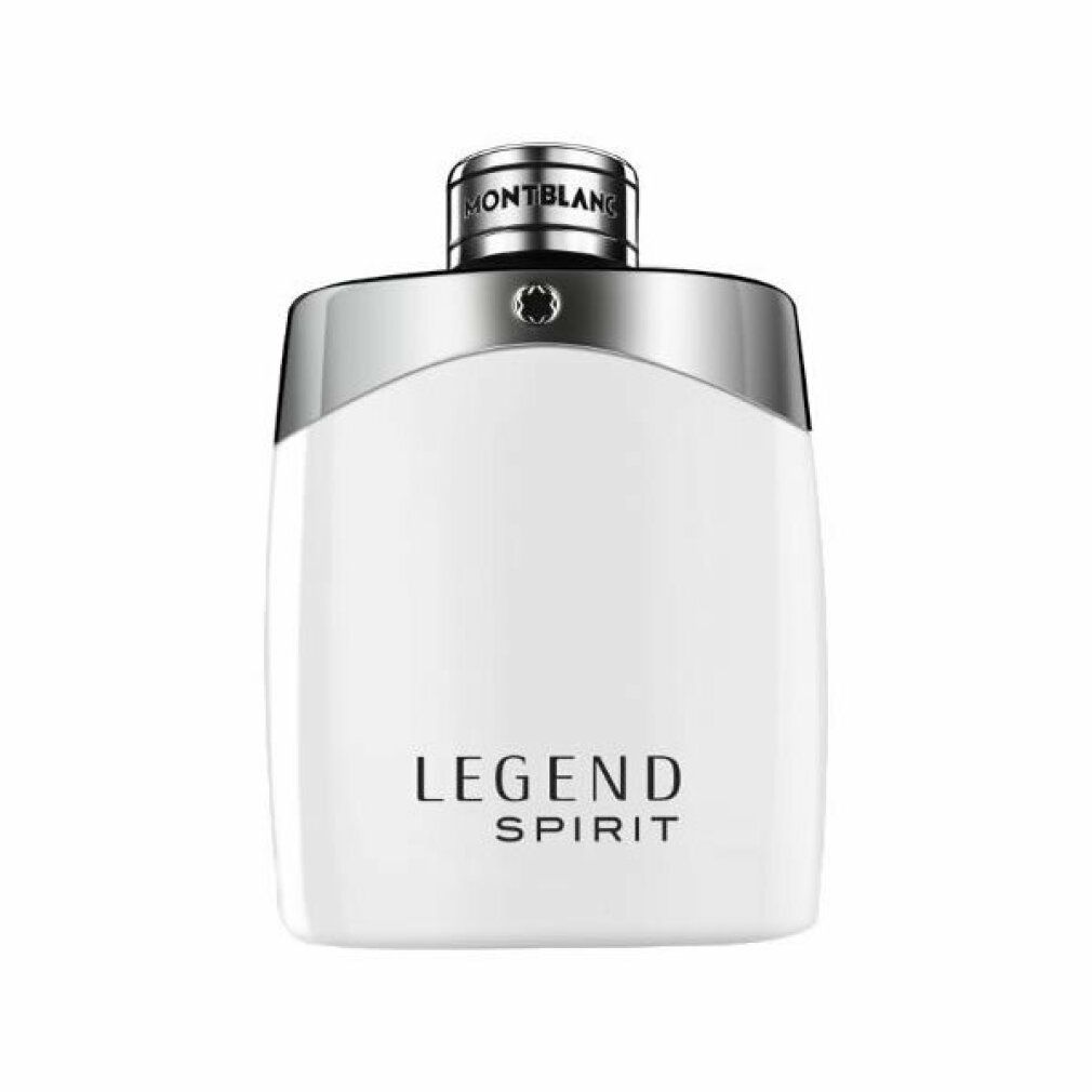 Weißer Flakon mit silberner Kappe. Aufschrift: LEGEND SPIRIT. Flakonform: quadratisch.
