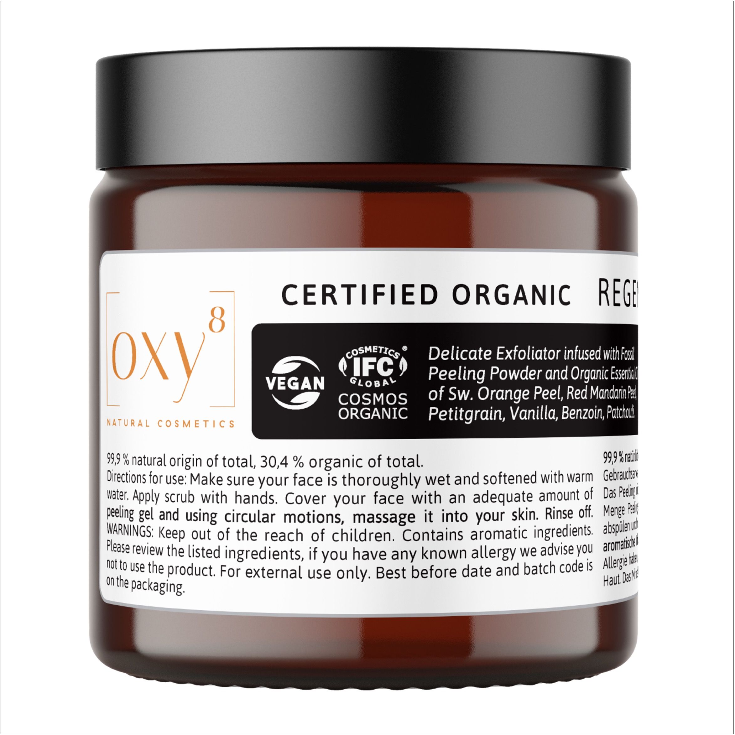 oxy8 Naturkosmetik REGENERATING PEELING GEL - Anti Aging. Tiefenreinigung. Erneuert die Haut sofort